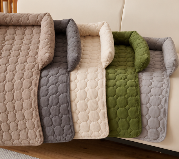 Waterproof Quilted Pet Sofa Cover – Non-Slip Dog & Cat Couch Protector with Bolster Sides
