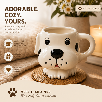 Cute Animal Ceramic Mug Set – 3D Embossed Coffee Cups (Set of 2)