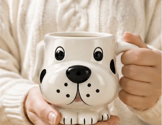 Cute Animal Ceramic Mug Set – 3D Embossed Coffee Cups (Set of 2)