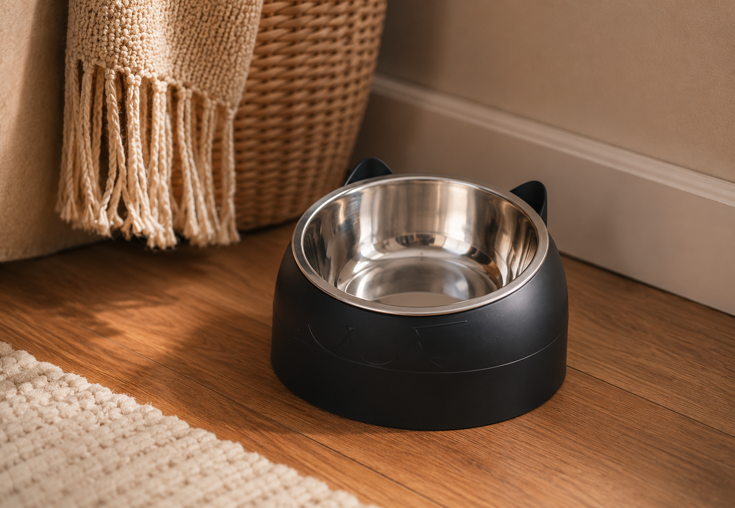 Elevated Cat & Small Dog Bowl – 15° Tilted Stainless Steel Pet Food & Water Bowl
