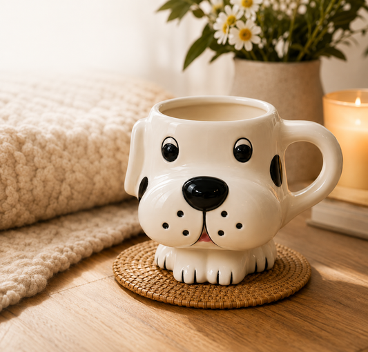 Cute Animal Ceramic Mug Set – 3D Embossed Coffee Cups (Set of 2)