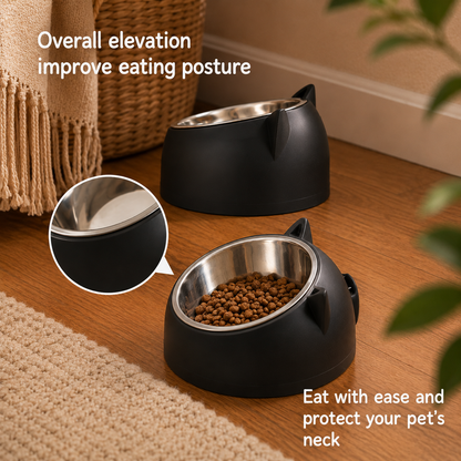 Elevated Cat & Small Dog Bowl – 15° Tilted Stainless Steel Pet Food & Water Bowl