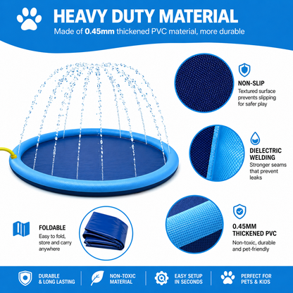Sprinkler Dog Splash Pad – Foldable Outdoor Cooling Water Play Mat for Dogs