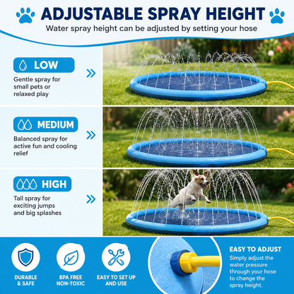 Sprinkler Dog Splash Pad – Foldable Outdoor Cooling Water Play Mat for Dogs