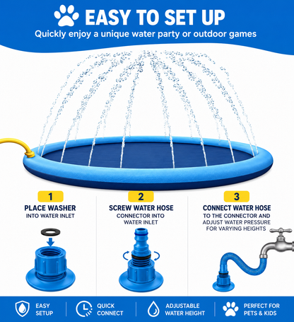 Sprinkler Dog Splash Pad – Foldable Outdoor Cooling Water Play Mat for Dogs
