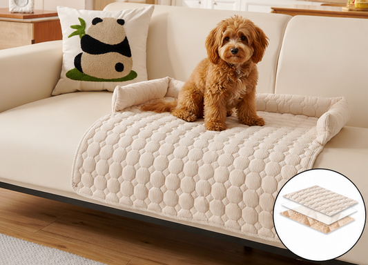 Waterproof Quilted Pet Sofa Cover – Non-Slip Dog & Cat Couch Protector with Bolster Sides