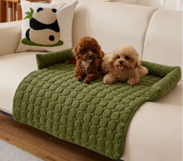 Waterproof Quilted Pet Sofa Cover – Non-Slip Dog & Cat Couch Protector with Bolster Sides