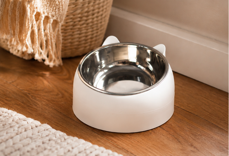 Elevated Cat & Small Dog Bowl – 15° Tilted Stainless Steel Pet Food & Water Bowl