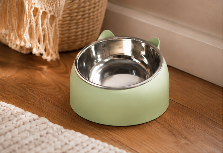 Elevated Cat & Small Dog Bowl – 15° Tilted Stainless Steel Pet Food & Water Bowl