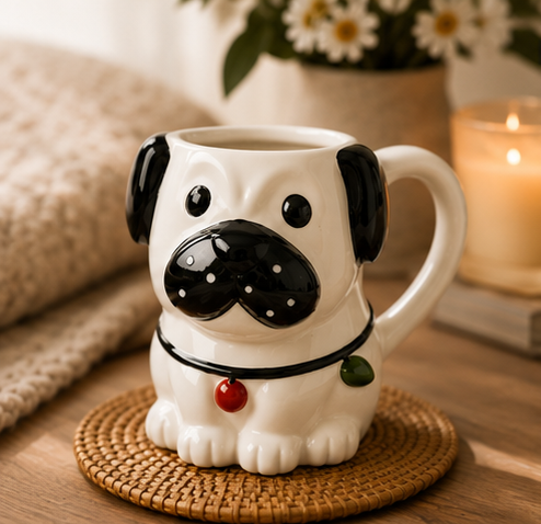 Cute Animal Ceramic Mug Set – 3D Embossed Coffee Cups (Set of 2)