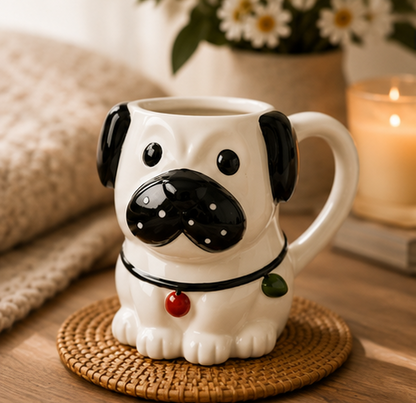 Cute Animal Ceramic Mug Set – 3D Embossed Coffee Cups (Set of 2)