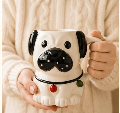 Cute Animal Ceramic Mug Set – 3D Embossed Coffee Cups (Set of 2)