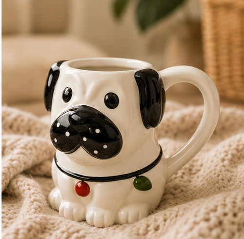 Cute Animal Ceramic Mug Set – 3D Embossed Coffee Cups (Set of 2)