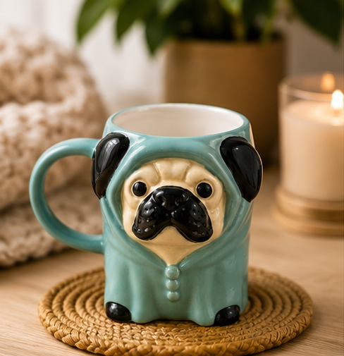 Cute Animal Ceramic Mug Set – 3D Embossed Coffee Cups (Set of 2).