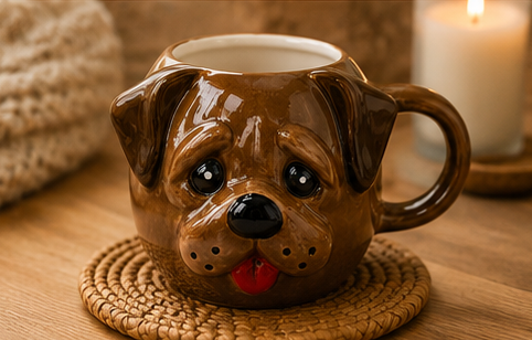 Cute Animal Ceramic Mug Set – 3D Embossed Coffee Cups (Set of 2).