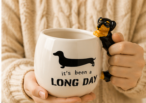 Cute Animal Ceramic Mug Set – 3D Embossed Coffee Cups (Set of 2).
