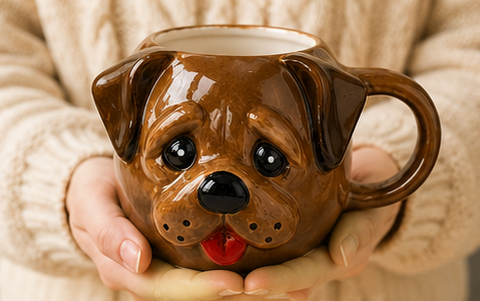 Cute Animal Ceramic Mug Set – 3D Embossed Coffee Cups (Set of 2).