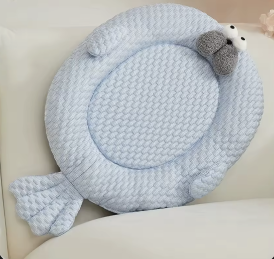 Cooling Plush Pet Bed – Breathable Washable Summer Dog & Cat Sleeping Mat with Non-Slip Base