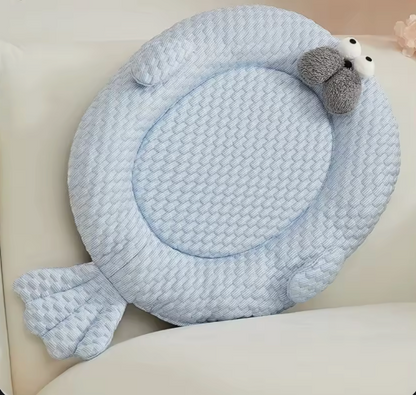 Cooling Plush Pet Bed – Breathable Washable Summer Dog & Cat Sleeping Mat with Non-Slip Base