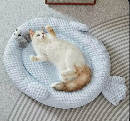 Cooling Plush Pet Bed – Breathable Washable Summer Dog & Cat Sleeping Mat with Non-Slip Base