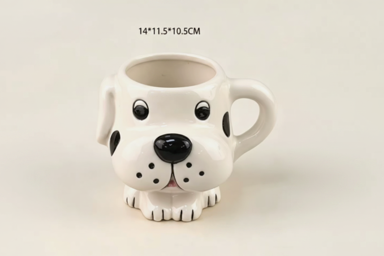 Cute Animal Ceramic Mug Set – 3D Embossed Coffee Cups (Set of 2)
