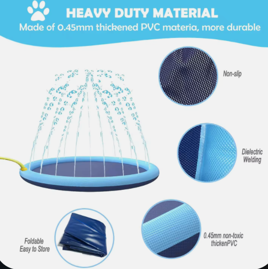 Sprinkler Dog Splash Pad – Foldable Outdoor Cooling Water Play Mat for Dogs