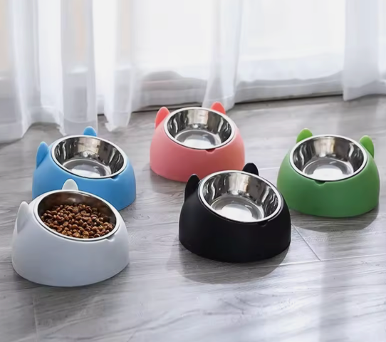 Elevated Cat & Small Dog Bowl – 15° Tilted Stainless Steel Pet Food & Water Bowl