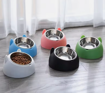 Elevated Cat & Small Dog Bowl – 15° Tilted Stainless Steel Pet Food & Water Bowl