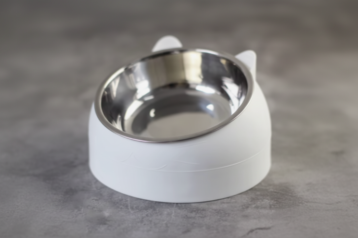 Elevated Cat & Small Dog Bowl – 15° Tilted Stainless Steel Pet Food & Water Bowl