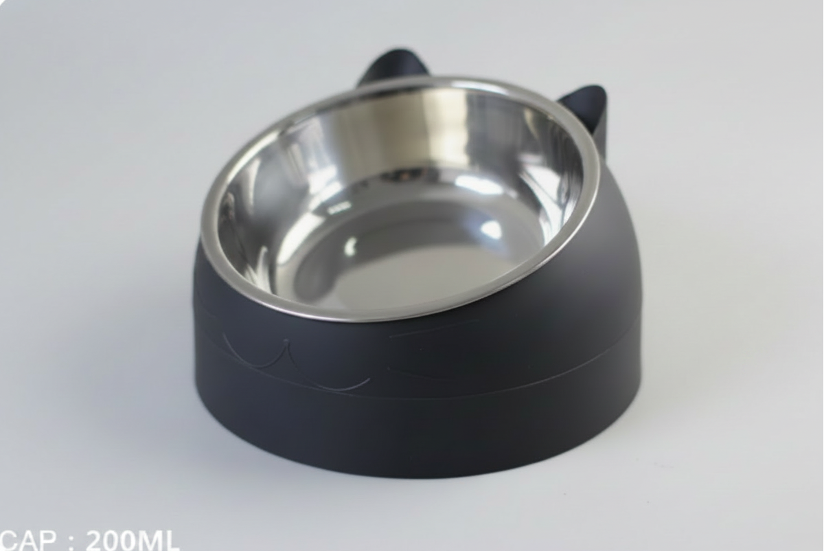 Elevated Cat & Small Dog Bowl – 15° Tilted Stainless Steel Pet Food & Water Bowl