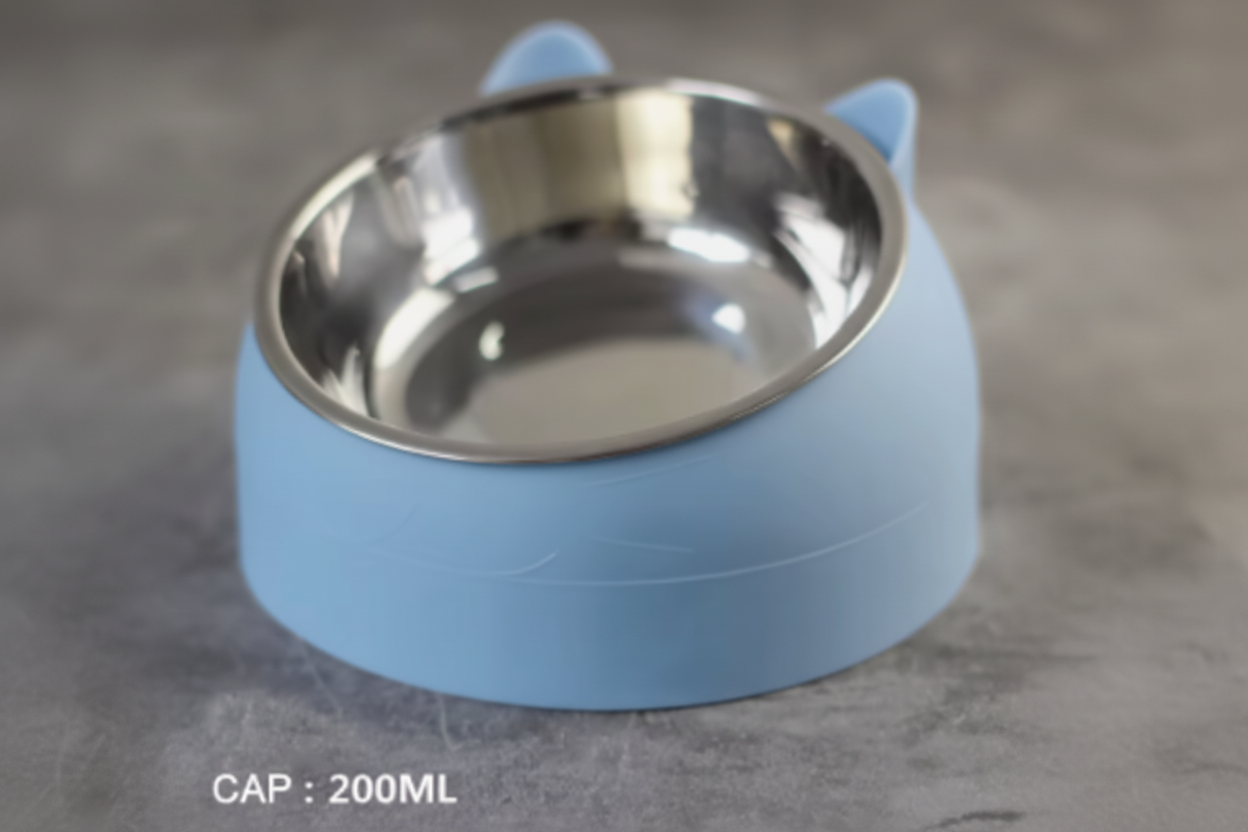 Elevated Cat & Small Dog Bowl – 15° Tilted Stainless Steel Pet Food & Water Bowl
