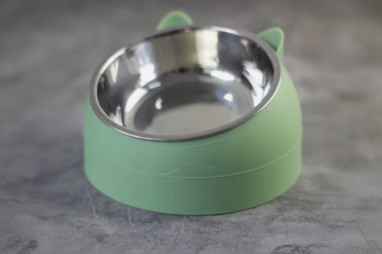 Elevated Cat & Small Dog Bowl – 15° Tilted Stainless Steel Pet Food & Water Bowl