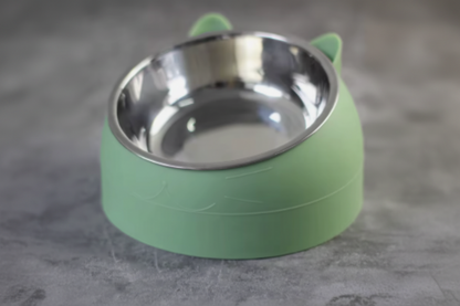 Elevated Cat & Small Dog Bowl – 15° Tilted Stainless Steel Pet Food & Water Bowl