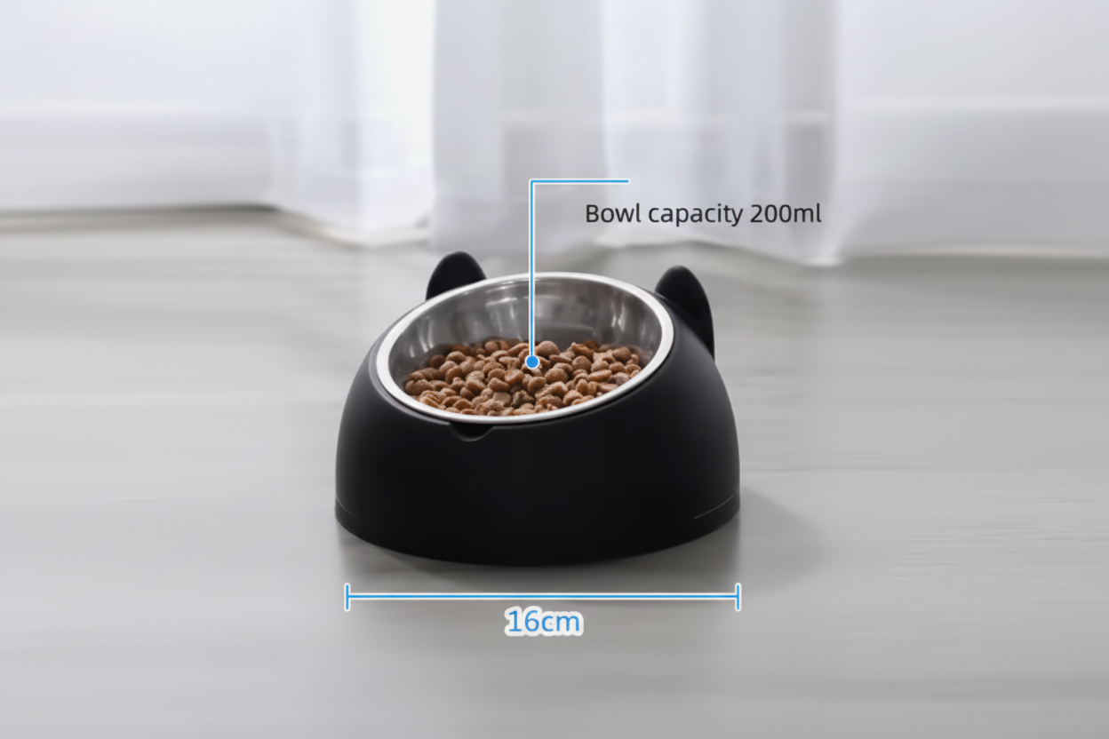 Elevated Cat & Small Dog Bowl – 15° Tilted Stainless Steel Pet Food & Water Bowl