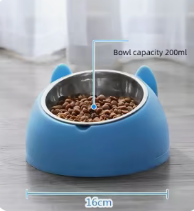 Elevated Cat & Small Dog Bowl – 15° Tilted Stainless Steel Pet Food & Water Bowl