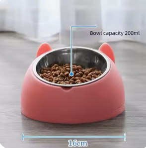 Elevated Cat & Small Dog Bowl – 15° Tilted Stainless Steel Pet Food & Water Bowl