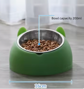 Elevated Cat & Small Dog Bowl – 15° Tilted Stainless Steel Pet Food & Water Bowl