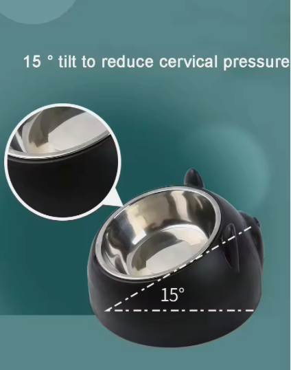 Elevated Cat & Small Dog Bowl – 15° Tilted Stainless Steel Pet Food & Water Bowl