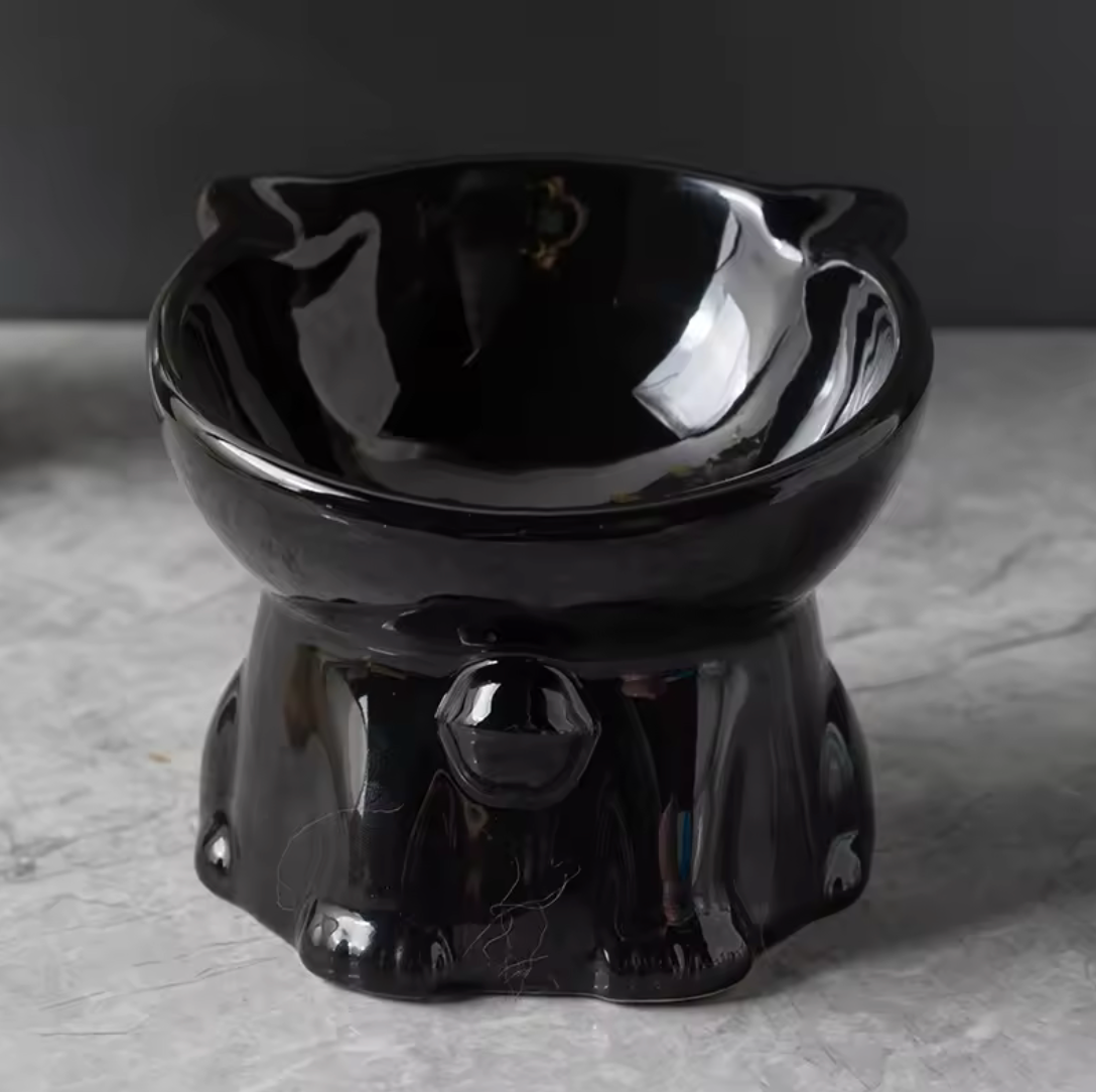 Cute Ceramic Elevated Pet Bowl | Raised Cat & Small Dog Food Bowl | Whisker-Friendly Feeding Dish