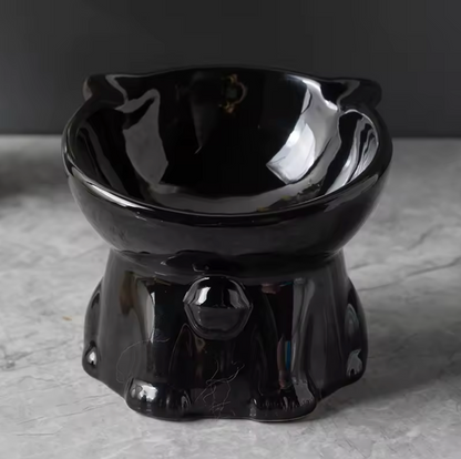 Cute Ceramic Elevated Pet Bowl | Raised Cat & Small Dog Food Bowl | Whisker-Friendly Feeding Dish