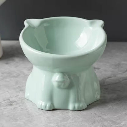 Cute Ceramic Elevated Pet Bowl | Raised Cat & Small Dog Food Bowl | Whisker-Friendly Feeding Dish