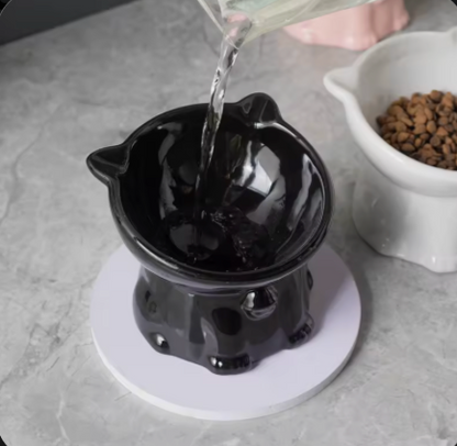 Cute Ceramic Elevated Pet Bowl | Raised Cat & Small Dog Food Bowl | Whisker-Friendly Feeding Dish