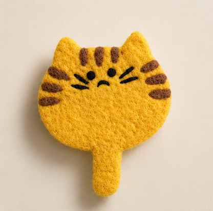 Felt Cat Coasters – Cute Wool Drink Coasters | Set of 5 Cat-Themed Table Protectors