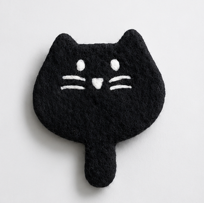 Felt Cat Coasters – Cute Wool Drink Coasters | Set of 5 Cat-Themed Table Protectors