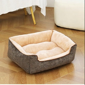 Cozy Washable Pet Bed for Dogs & Cats – Plush Orthopedic Cushion with Raised Bolster Sides
