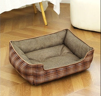 Cozy Washable Pet Bed for Dogs & Cats – Plush Orthopedic Cushion with Raised Bolster Sides
